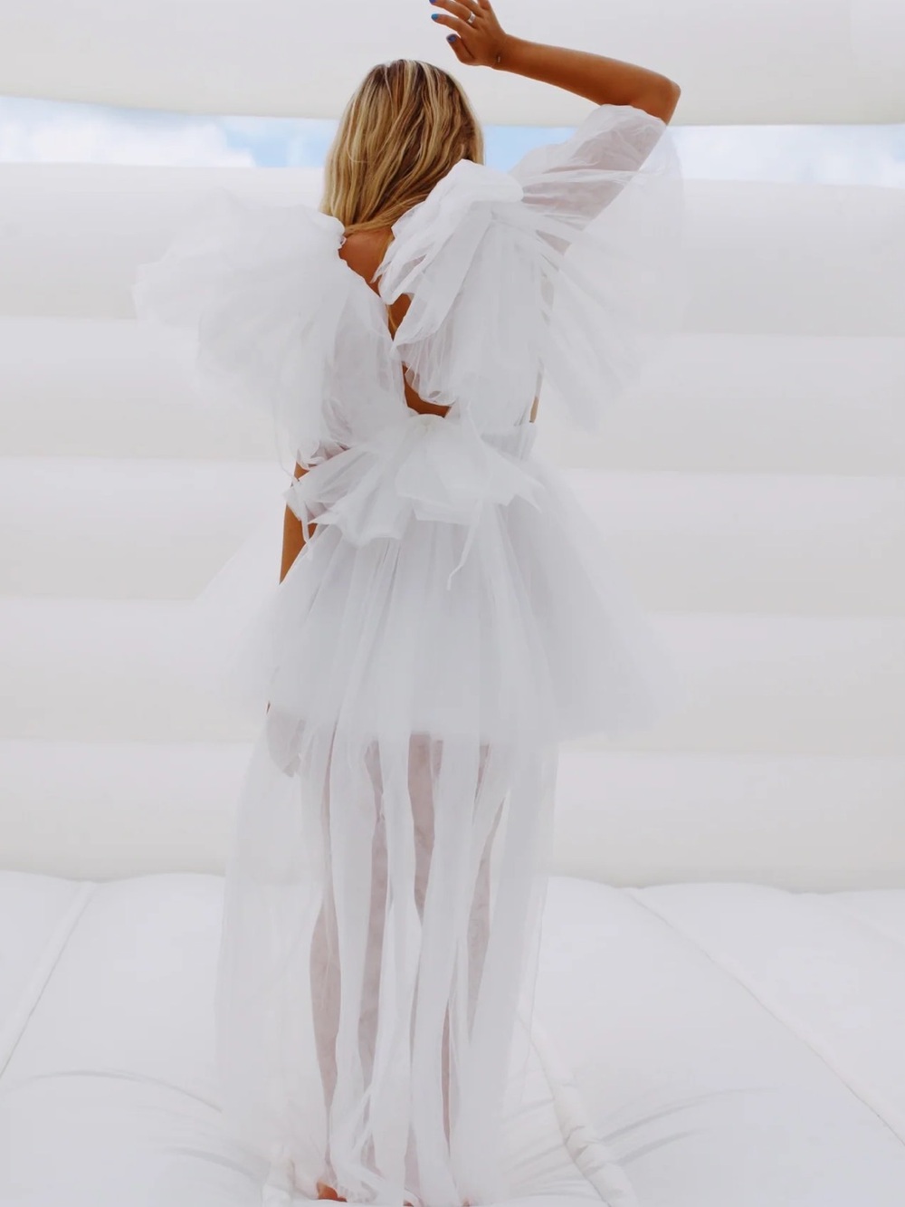 White Ruffle Mini Dress - Picture 3 of 5